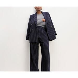 Everlane 'The Rewool' Navy Wool Way-High Drape Pant Size 0